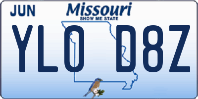 MO license plate YL0D8Z