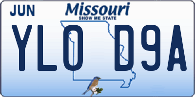 MO license plate YL0D9A