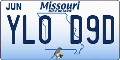 MO license plate YL0D9D