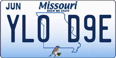 MO license plate YL0D9E