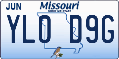 MO license plate YL0D9G