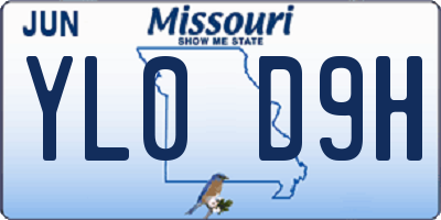 MO license plate YL0D9H