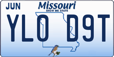 MO license plate YL0D9T