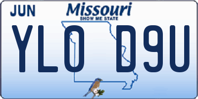 MO license plate YL0D9U