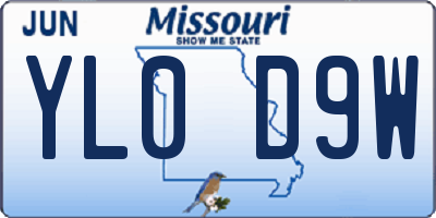 MO license plate YL0D9W