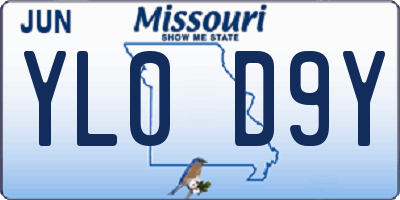 MO license plate YL0D9Y