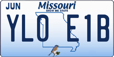 MO license plate YL0E1B