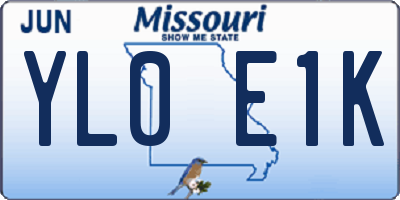 MO license plate YL0E1K