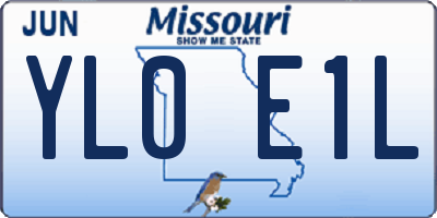 MO license plate YL0E1L