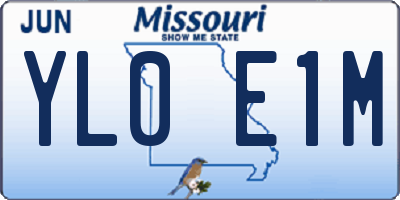 MO license plate YL0E1M