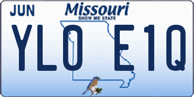 MO license plate YL0E1Q