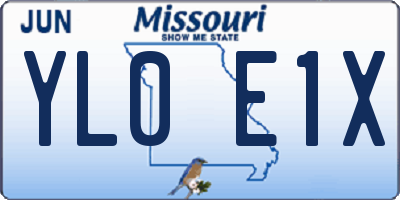MO license plate YL0E1X