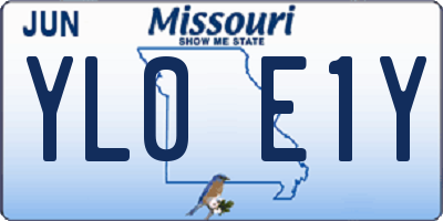 MO license plate YL0E1Y