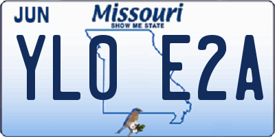 MO license plate YL0E2A