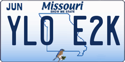 MO license plate YL0E2K