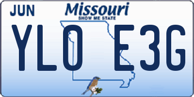 MO license plate YL0E3G