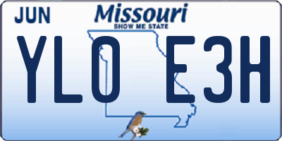 MO license plate YL0E3H