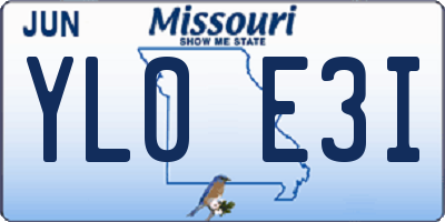 MO license plate YL0E3I