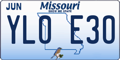 MO license plate YL0E3O