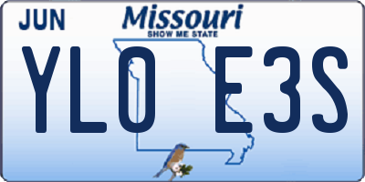 MO license plate YL0E3S