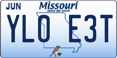MO license plate YL0E3T