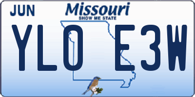 MO license plate YL0E3W