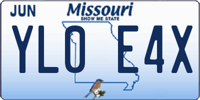 MO license plate YL0E4X