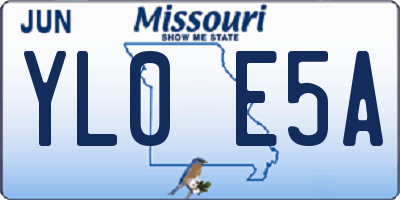 MO license plate YL0E5A