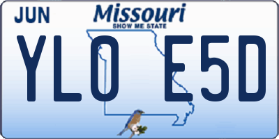 MO license plate YL0E5D
