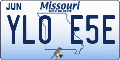 MO license plate YL0E5E