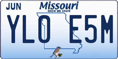 MO license plate YL0E5M