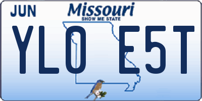 MO license plate YL0E5T