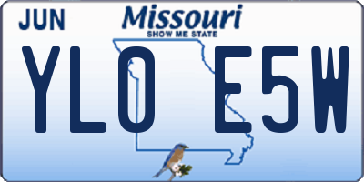 MO license plate YL0E5W