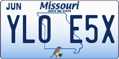 MO license plate YL0E5X