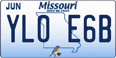 MO license plate YL0E6B
