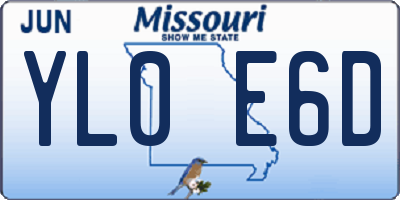 MO license plate YL0E6D