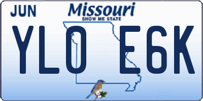 MO license plate YL0E6K