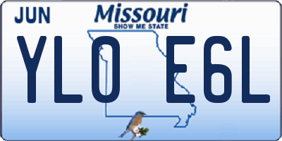 MO license plate YL0E6L