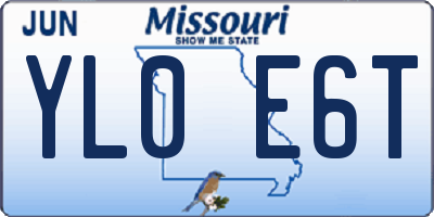 MO license plate YL0E6T