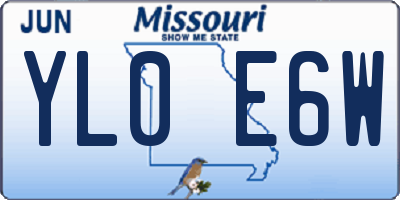 MO license plate YL0E6W