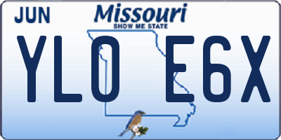 MO license plate YL0E6X