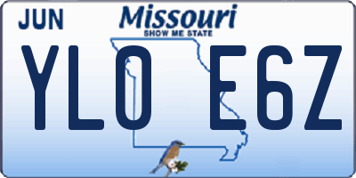 MO license plate YL0E6Z