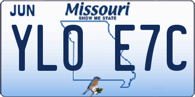 MO license plate YL0E7C