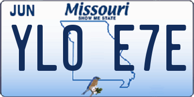 MO license plate YL0E7E