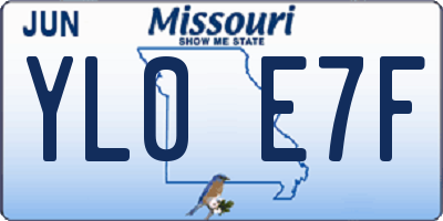 MO license plate YL0E7F