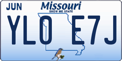 MO license plate YL0E7J