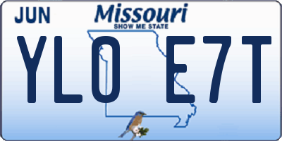 MO license plate YL0E7T