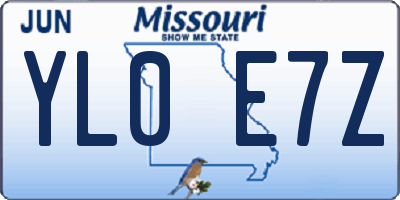 MO license plate YL0E7Z