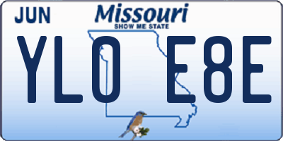 MO license plate YL0E8E