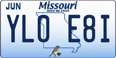 MO license plate YL0E8I